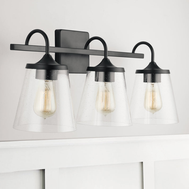 Jayne 3-Light Bath Vanity Light in Matte Black