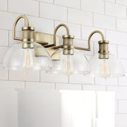 Cassidy 3-Light Bath Vanity Light in Aged Brass