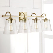 Jayne 4-Light Bath Vanity Light in Aged Brass