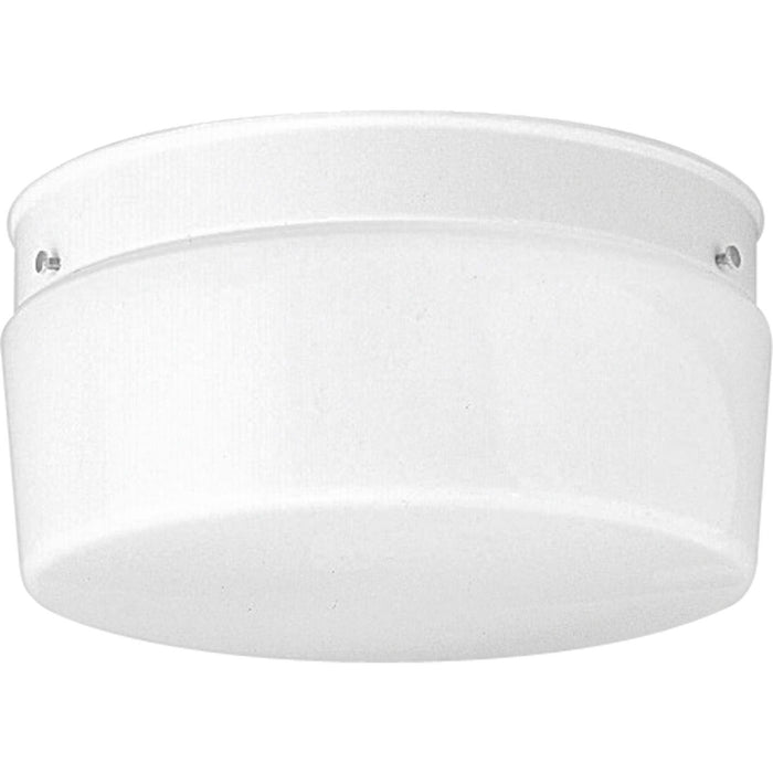 White Glass Two Light Flush Mount in White