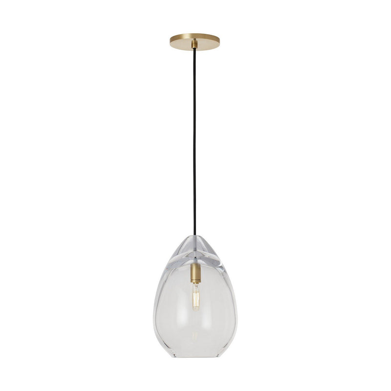 Alina Medium Accent Pendant in Clear Natural Brass
