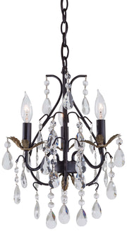 3-Light Mini-Chandelier in Castlewood Walnutt with Silver Highlights - Lamps Expo