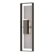 Shadow Box Extra Tall Sconce in Coastal Dark Smoke with Coastal Burnished Steel Accent - 302608-SKT-77-78-ZM0736 by Hubbardton Forge