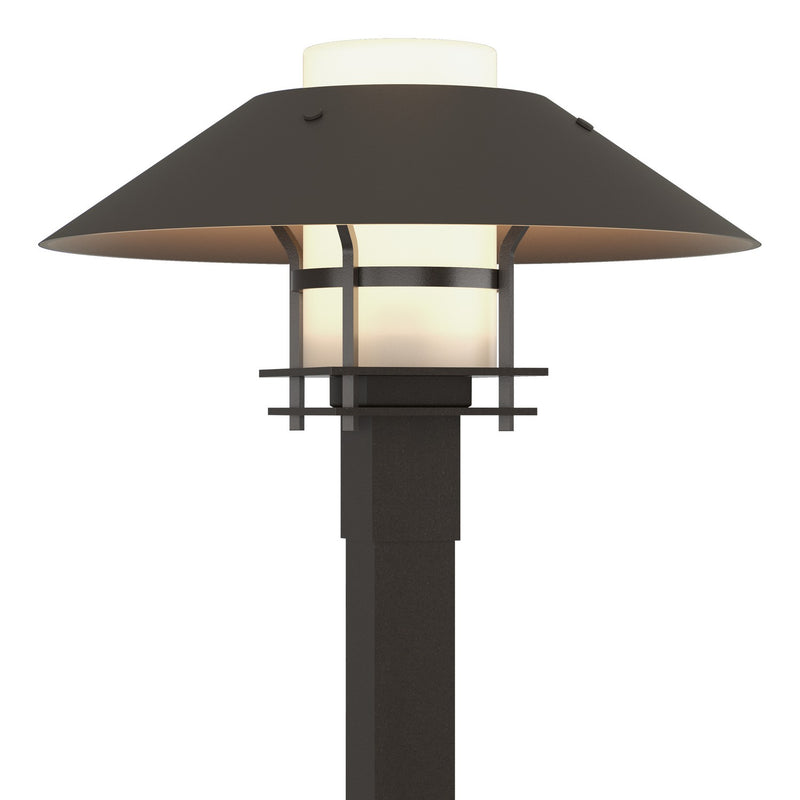 Henry Outdoor Post Light in Coastal Oil Rubbed Bronze with Coastal Dark Smoke Accent - 344227-SKT-14-77-GG0026 by Hubbardton Forge