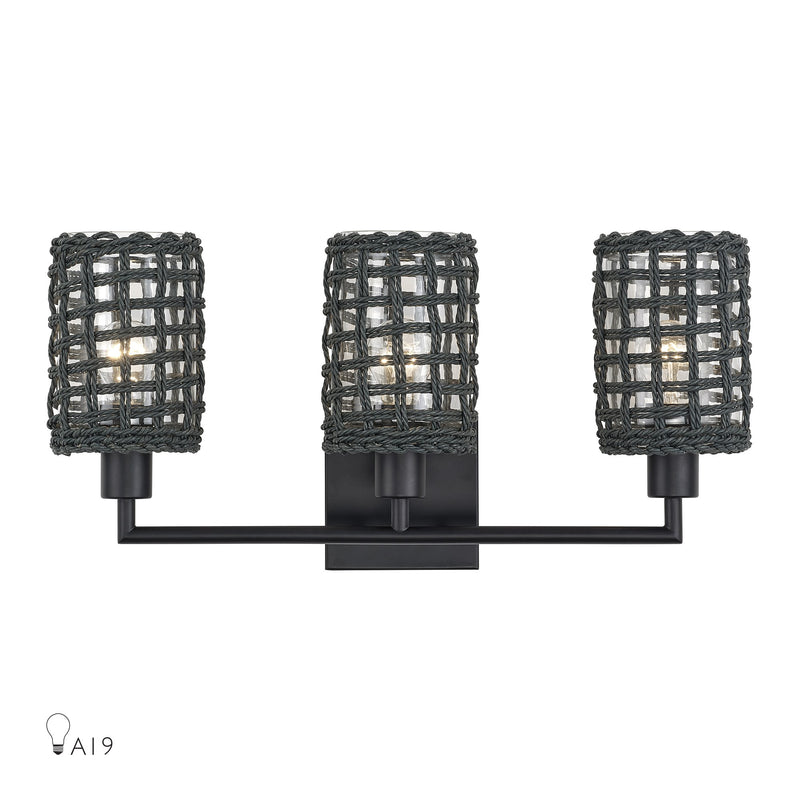 Twinewell 3-Light Bath Vanity Light in Black