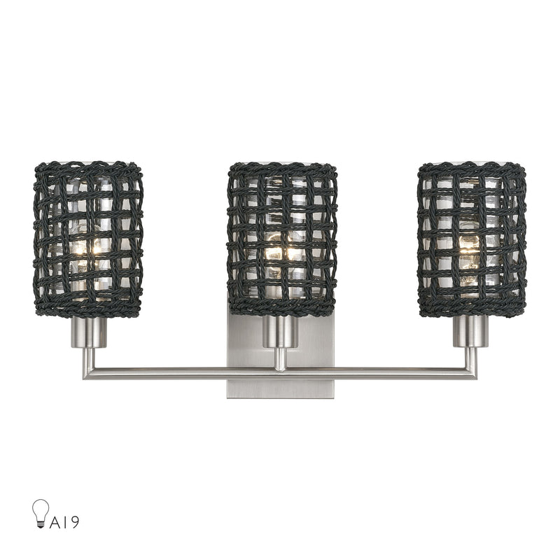 Twinewell 3-Light Bath Vanity Light in Brushed Nickel