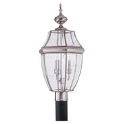 Lancaster Three Light Outdoor Post Lantern in Antique Brushed Nickel