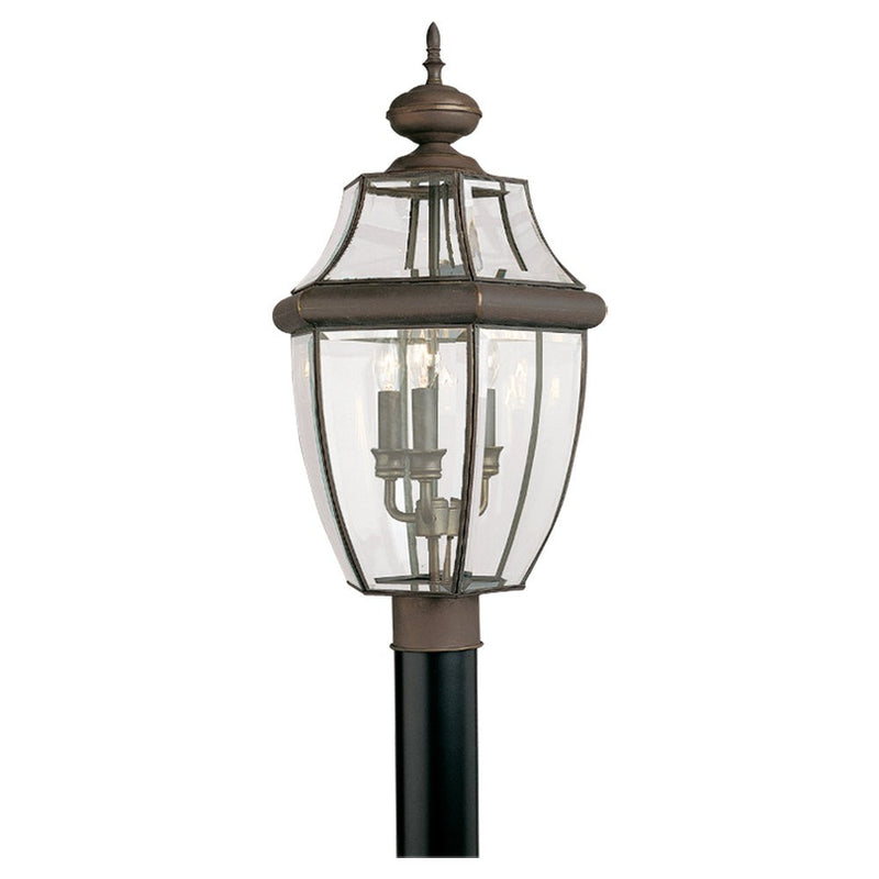 Lancaster Three Light Outdoor Post Lantern in Antique Bronze