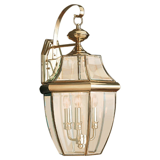 Lancaster 3-Light Outdoor Wall Lantern in Polished Brass