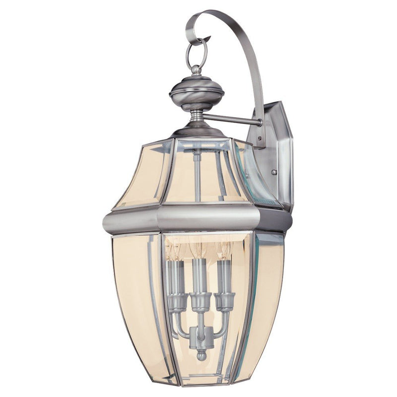 Lancaster 3-Light Outdoor Wall Lantern in Antique Brushed Nickel