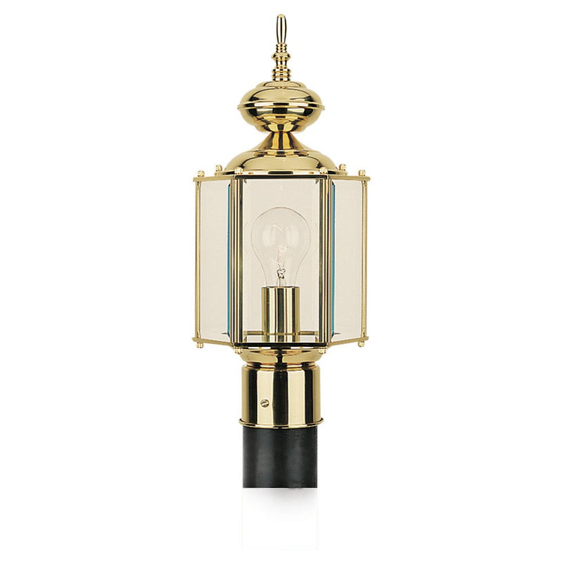 Classico One Light Outdoor Post Lantern in Polished Brass