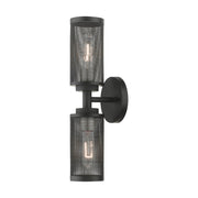 Industro 2-Light Double Wall Sconce in Black with Brushed Nickel Accents
