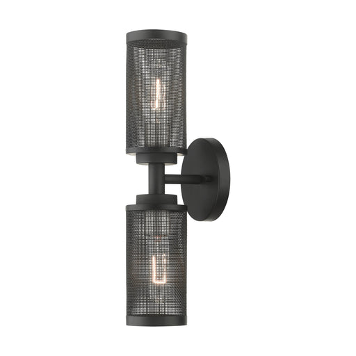 Industro 2-Light Double Wall Sconce in Black with Brushed Nickel Accents