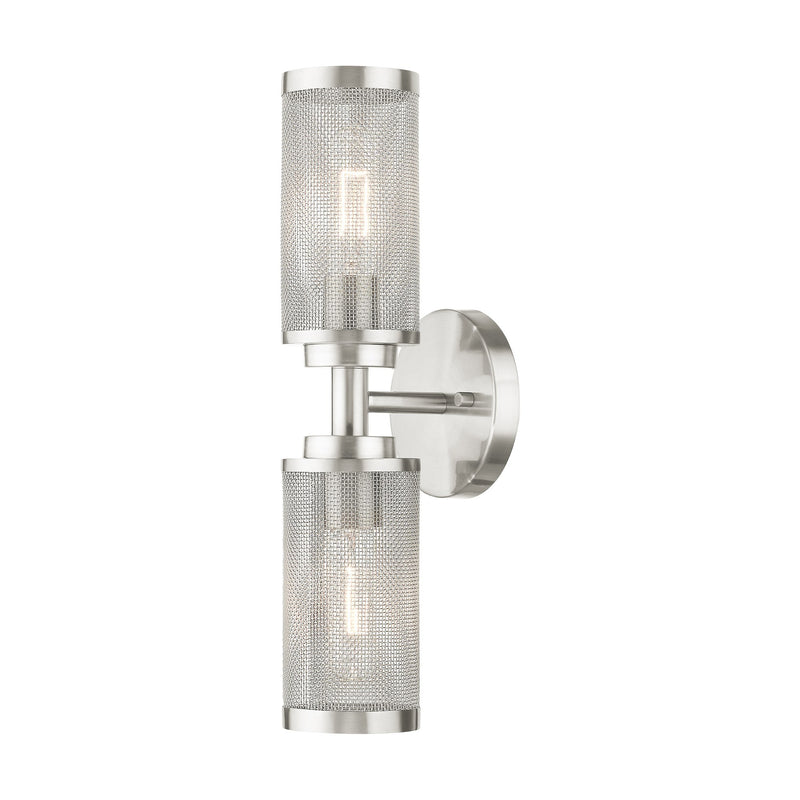 Industro 2-Light Double Wall Sconce in Brushed Nickel