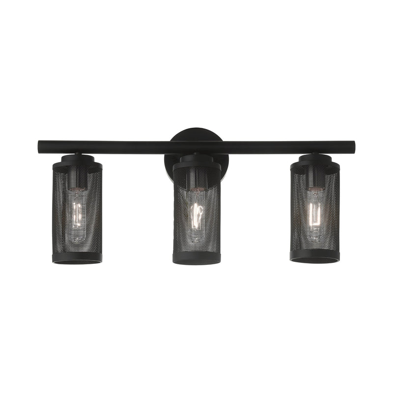 Industro 3-Light Bath Vanity Light in Black with Brushed Nickel Accents