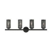 Industro 4-Light Large Bath Vanity Light in Black with Brushed Nickel Accents