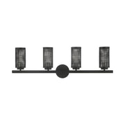 Industro 4-Light Large Bath Vanity Light in Black with Brushed Nickel Accents