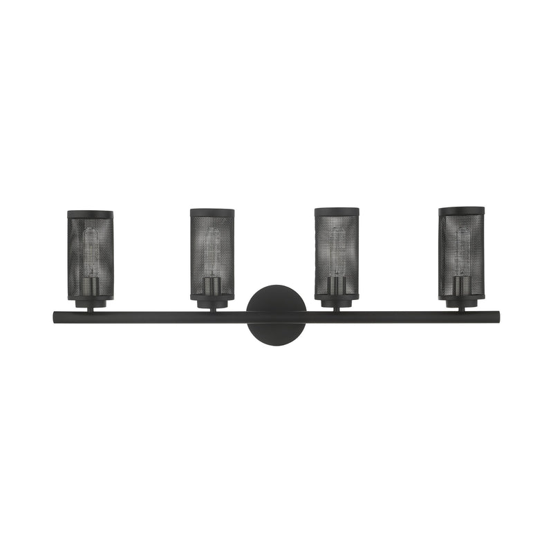 Industro 4-Light Large Bath Vanity Light in Black with Brushed Nickel Accents