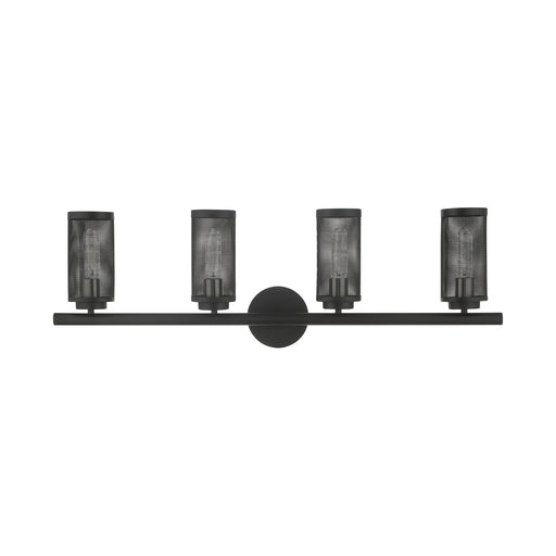 Industro 4-Light Large Bath Vanity Light in Black with Brushed Nickel Accents