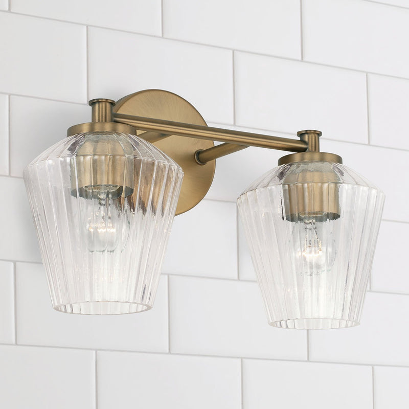 Beau 2-Light Bath Vanity Light in Aged Brass