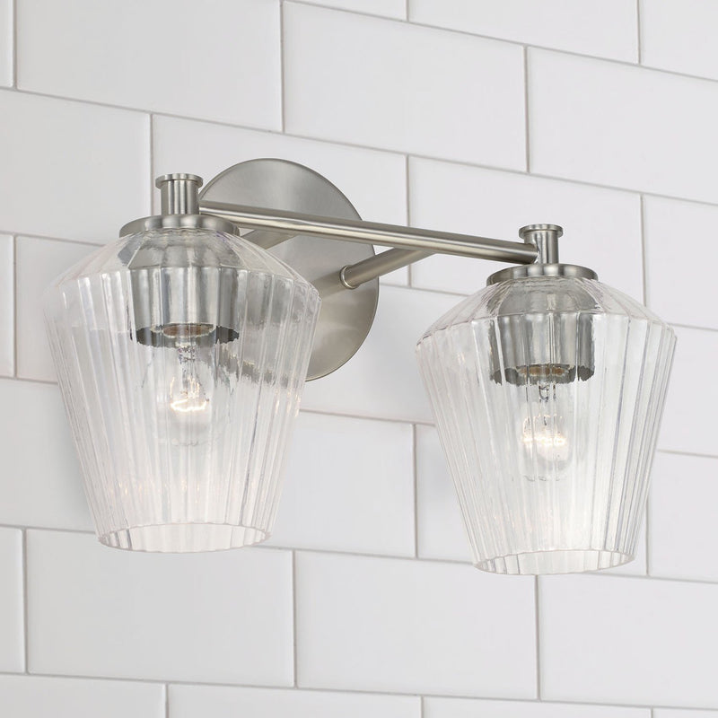 Beau 2-Light Bath Vanity Light in Brushed Nickel