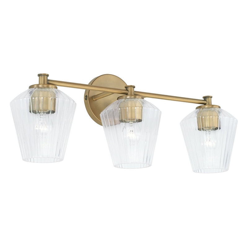 Beau 3-Light Bath Vanity Light in Aged Brass