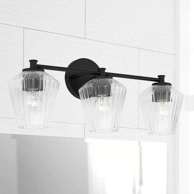 Beau 3-Light Bath Vanity Light in Matte Black