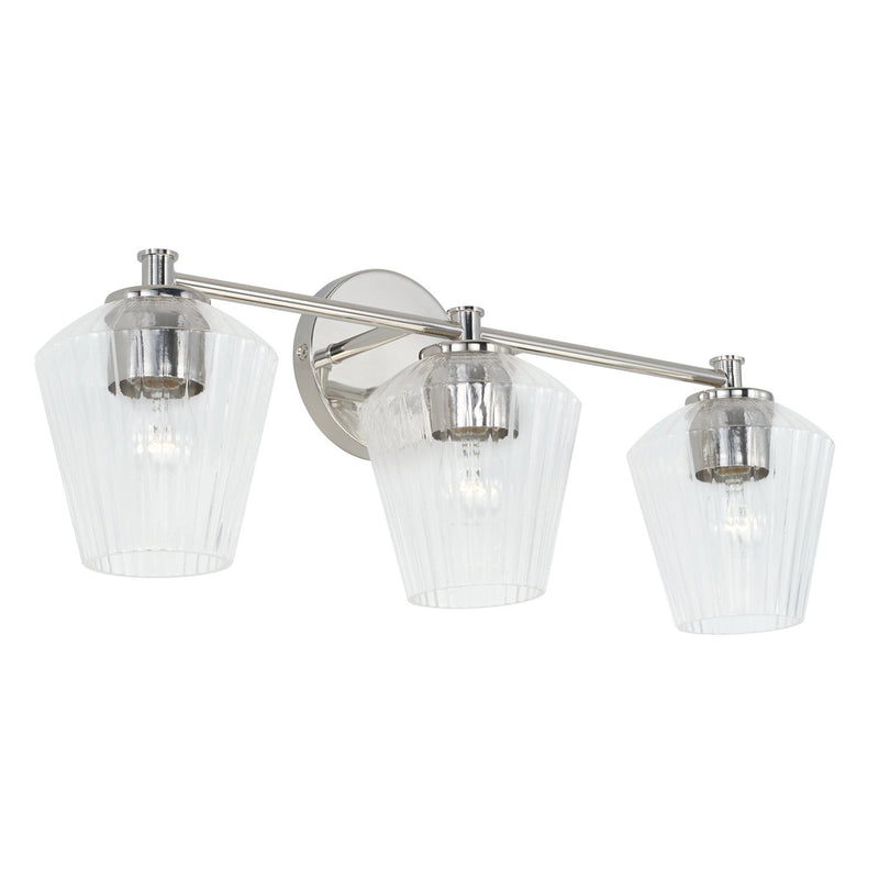 Beau 3-Light Bath Vanity Light in Polished Nickel