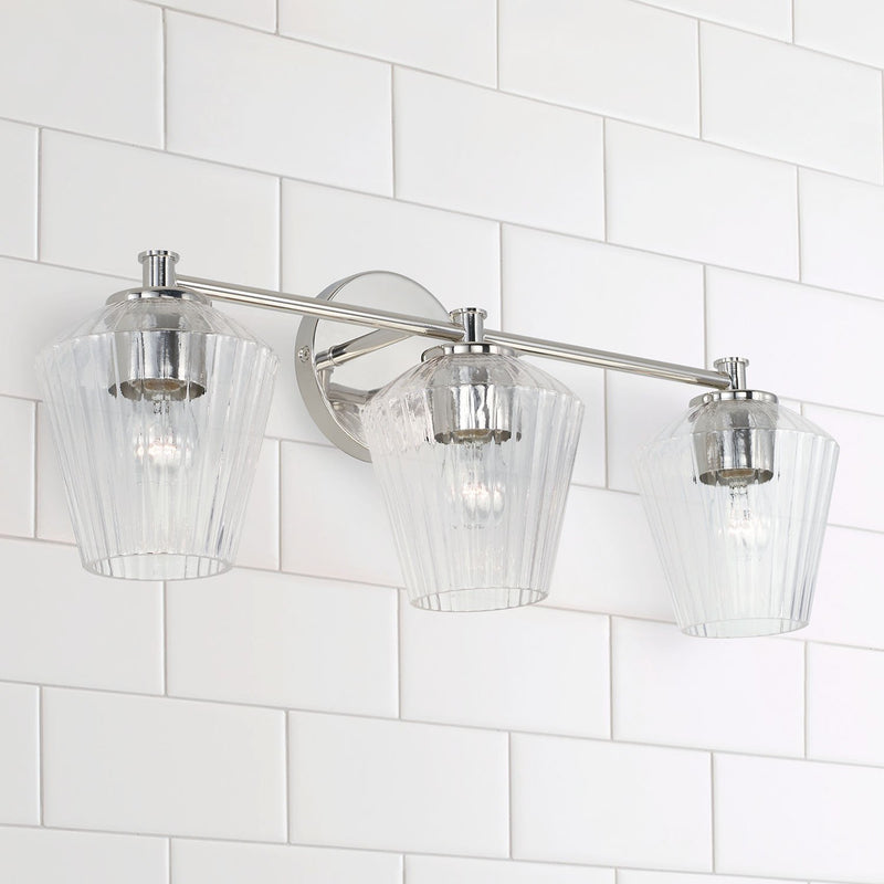 Beau 3-Light Bath Vanity Light in Polished Nickel