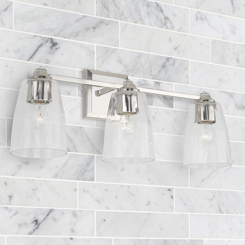 Laurent 3-Light Bath Vanity Light in Polished Nickel