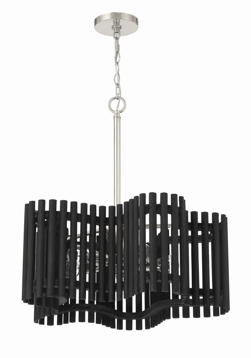 Freeform 5-Light Chandelier in Polished Nickel & Black Walnut - Lamps Expo