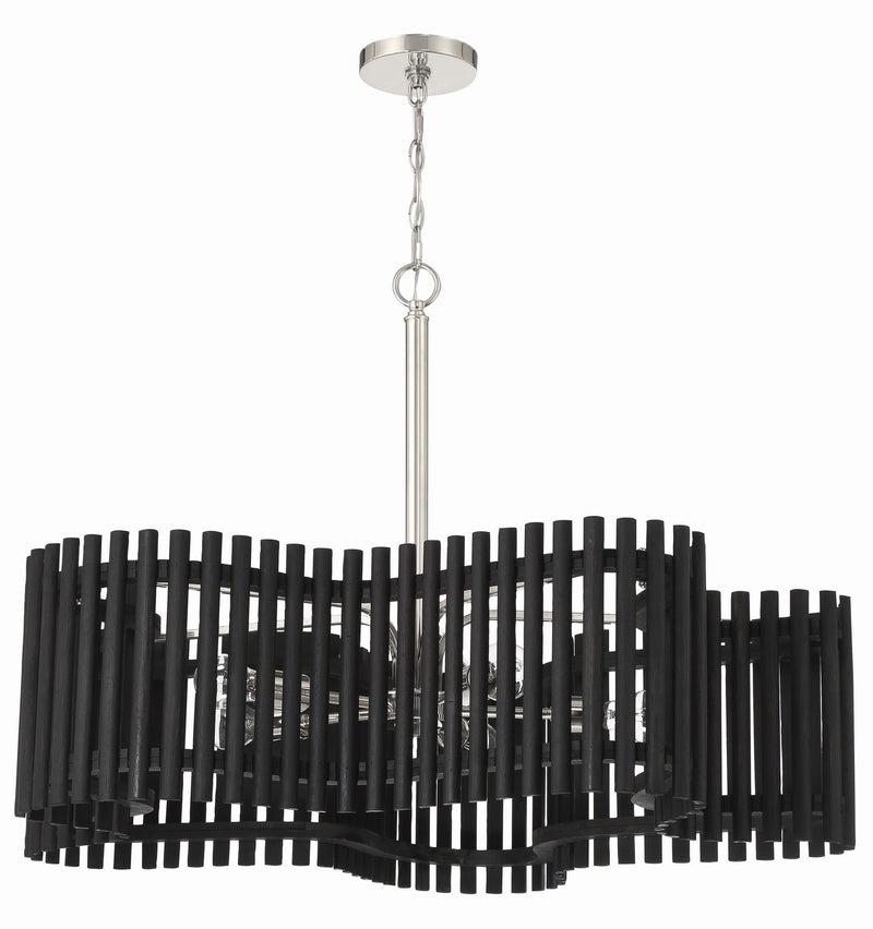 Freeform 5-Light Chandelier in Polished Nickel & Black Walnut - Lamps Expo