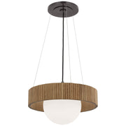 Arena 18" Ring and Globe Pendant in Bronze and White Glass