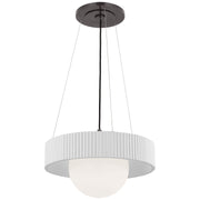 Arena 18" Ring and Globe Pendant in Bronze and White Glass