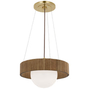 Arena 18" Ring and Globe Pendant in Hand-Rubbed Antique Brass and White Glass