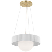 Arena 18" Ring and Globe Pendant in Hand-Rubbed Antique Brass and White Glass