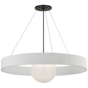Arena 42" Ring and Globe Pendant in Bronze and White Glass