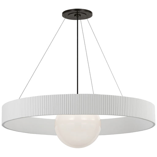Arena 42" Ring and Globe Pendant in Bronze and White Glass