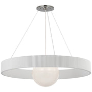 Arena 42" Ring and Globe Pendant in Polished Nickel and White Glass