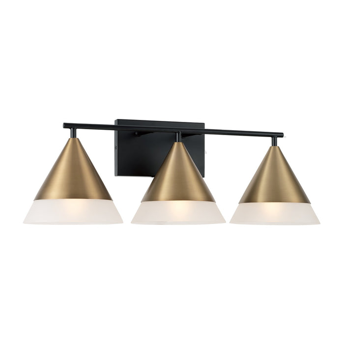Avant 3-Light Vanity in Aged Brass and Black - Lamps Expo