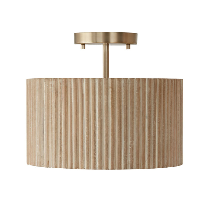 Donovan 1-Light Semi-Flush Mount in White Wash and Matte Brass - Lamps Expo