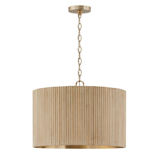 Donovan 4-Light Pendant in White Wash and Matte Brass - Lamps Expo