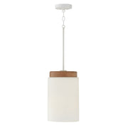 Liam 1-Light Pendant in Light Wood and White - Lamps Expo