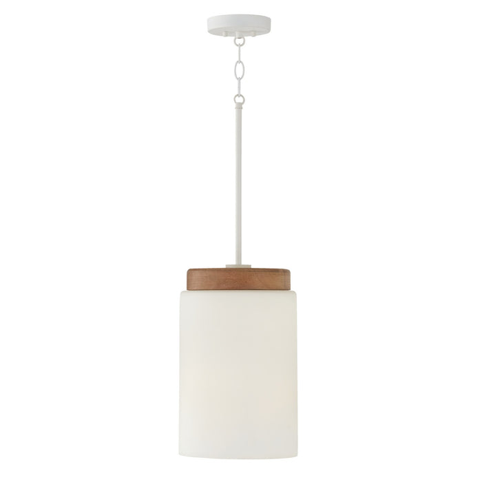 Liam 1-Light Pendant in Light Wood and White - Lamps Expo