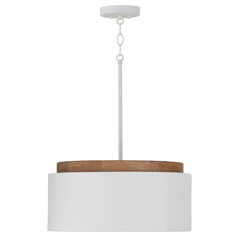 Liam 1-Light Pendant in Light Wood and White - Lamps Expo