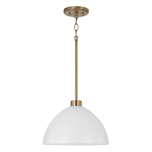 Ross 1-Light Pendant in Aged Brass and White - Lamps Expo