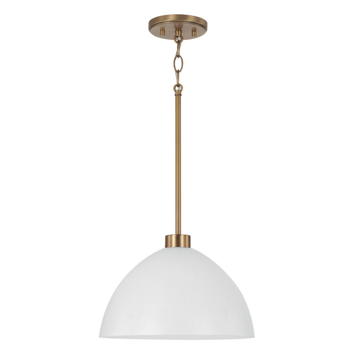 Ross 1-Light Pendant in Aged Brass and White - Lamps Expo