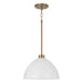 Ross 1-Light Pendant in Aged Brass and White - Lamps Expo
