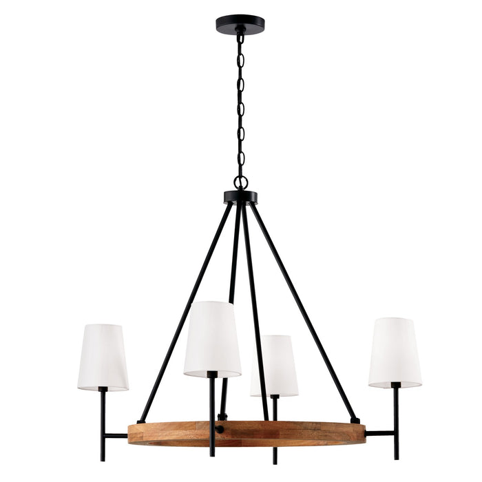 Jonah 4-Light Chandelier in Light Wood and Matte Black - Lamps Expo