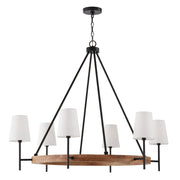 Jonah 6-Light Chandelier in Light Wood and Matte Black - Lamps Expo